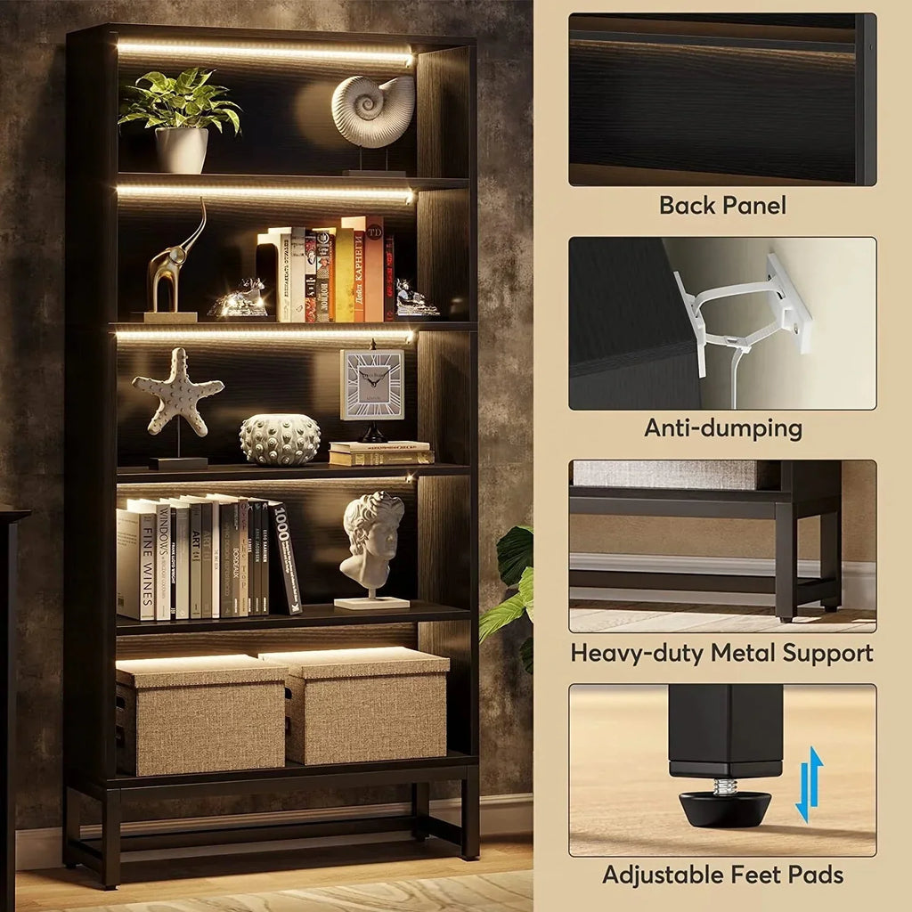 2026 70.87 Inch Tall 5-Tier Bookcase, Large Bookshelf with 31.5 Inch Wide Storage