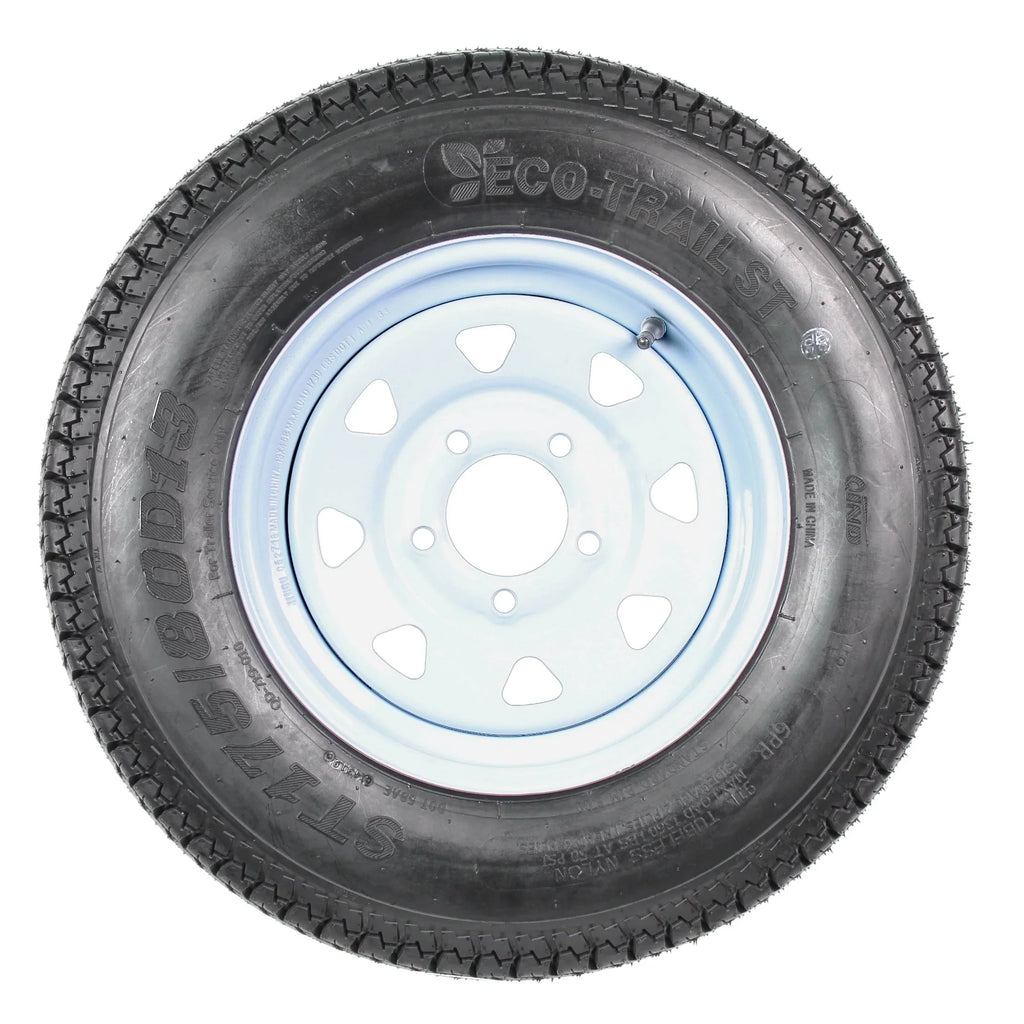 2026 New2-pack trailer tires and rims ST175/80D13 175/80 13 B78-13 LRC 5-hole white spoked wheel