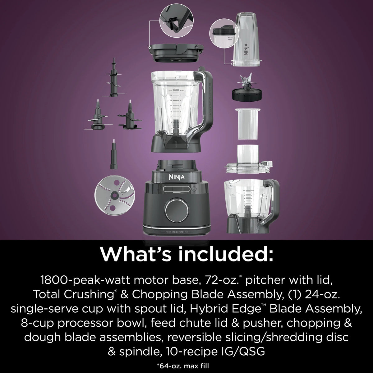 2026 NewNinja Detect Kitchen System Power Blender + Processor with Blend Sense Technology, Silver, TB400