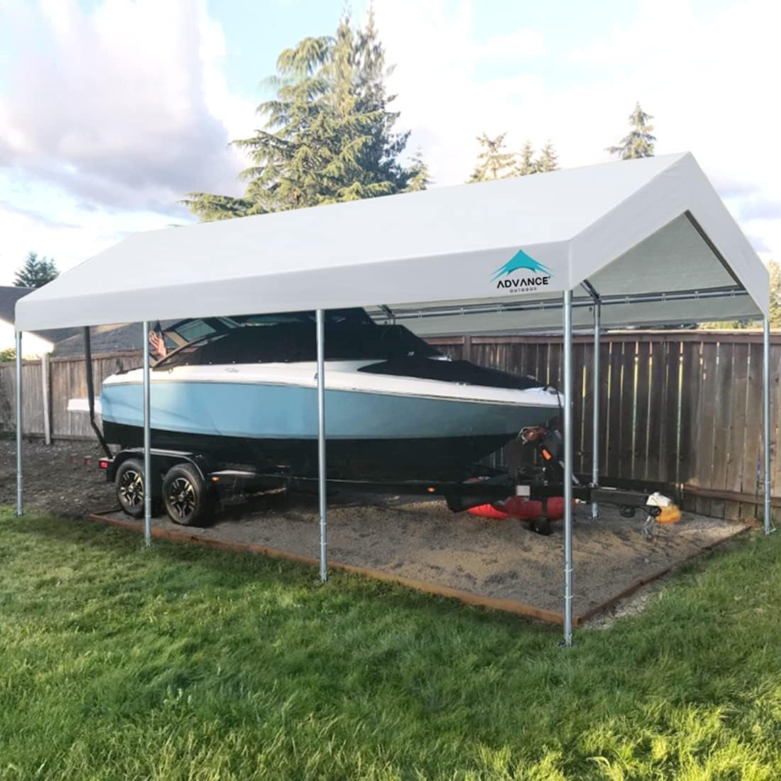 2026 10x20 ft Heavy Duty Carport Potable Car Canopy Garage Party Tent Boat Shelter, Adjustable Height from 9.5 ft to 11 ft, Beige
