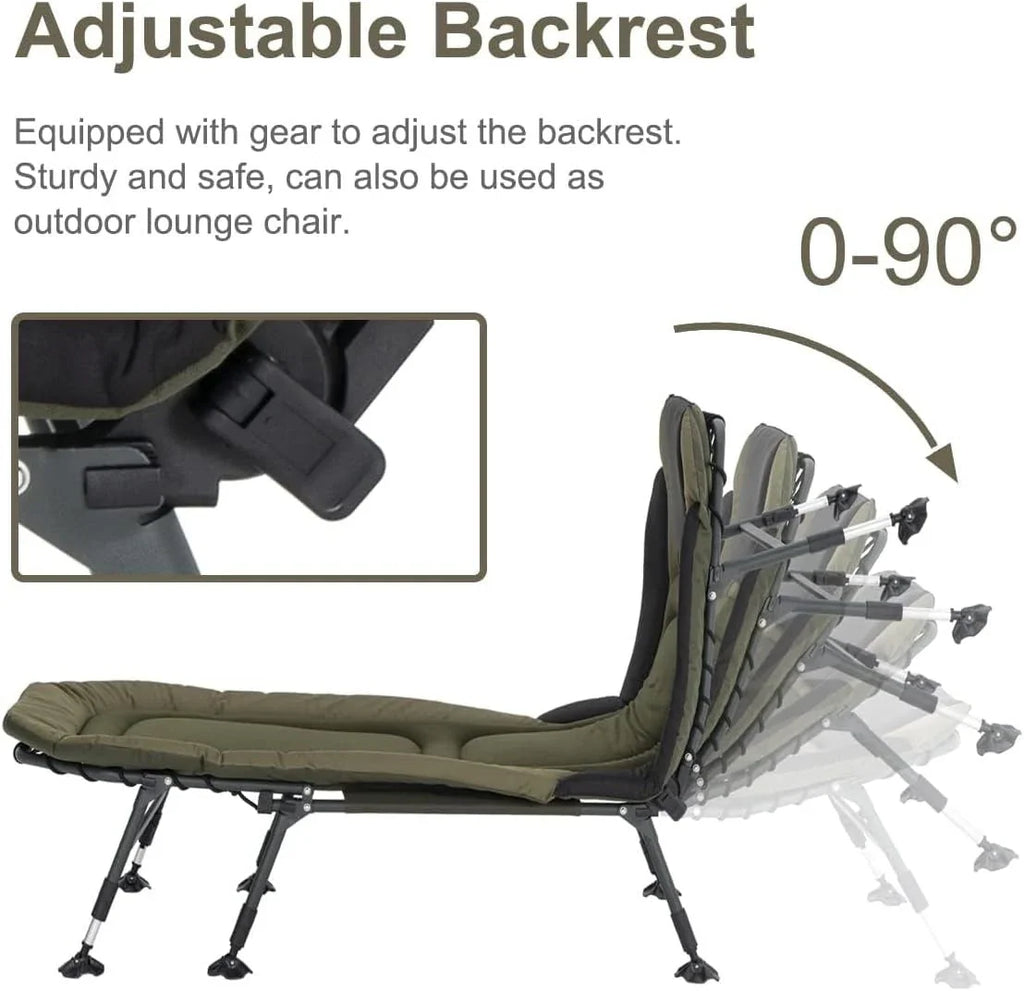 2026 NewCamping Cots for Adults 330Lbs with Carry Bag, Heavy Duty Folding Bed with Soft Padded Cushion, Portable Military Cot for Hunting, 180° Adjustable Reclining Outdoor Lounger