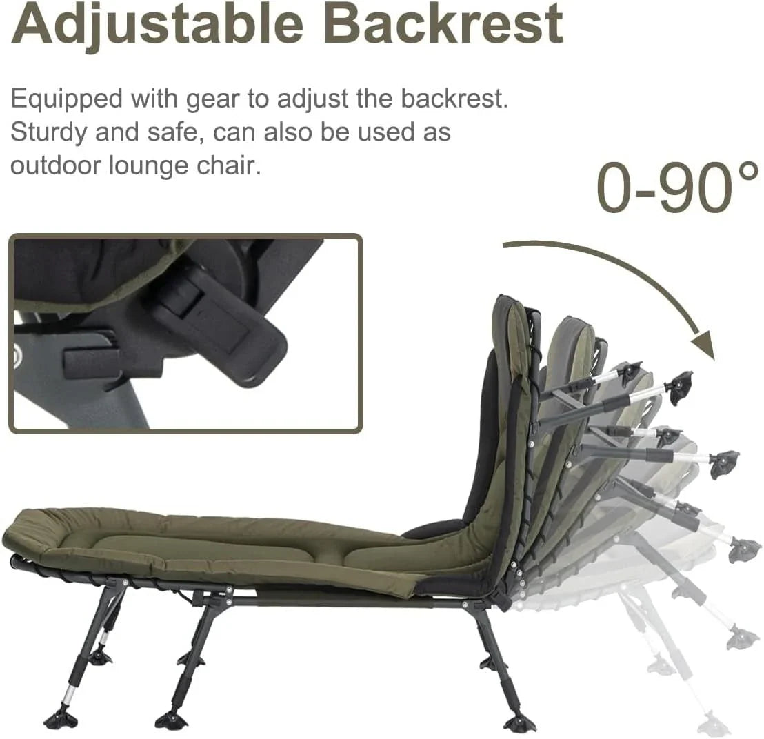 2026 NewCamping Cots for Adults 330Lbs with Carry Bag, Heavy Duty Folding Bed with Soft Padded Cushion, Portable Military Cot for Hunting, 180° Adjustable Reclining Outdoor Lounger