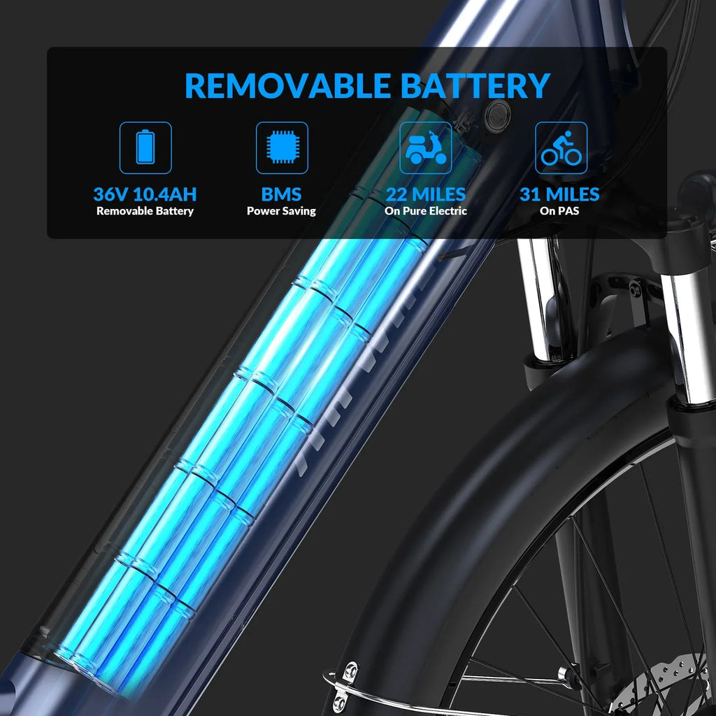 2026 New5TH WHEEL Electric Bike for Adult with 350W Motor, W18B 26" EBike with 36V 10.4Ah Removable Battery Ebike, Electric Bicycle with 7 Speed, UL2849