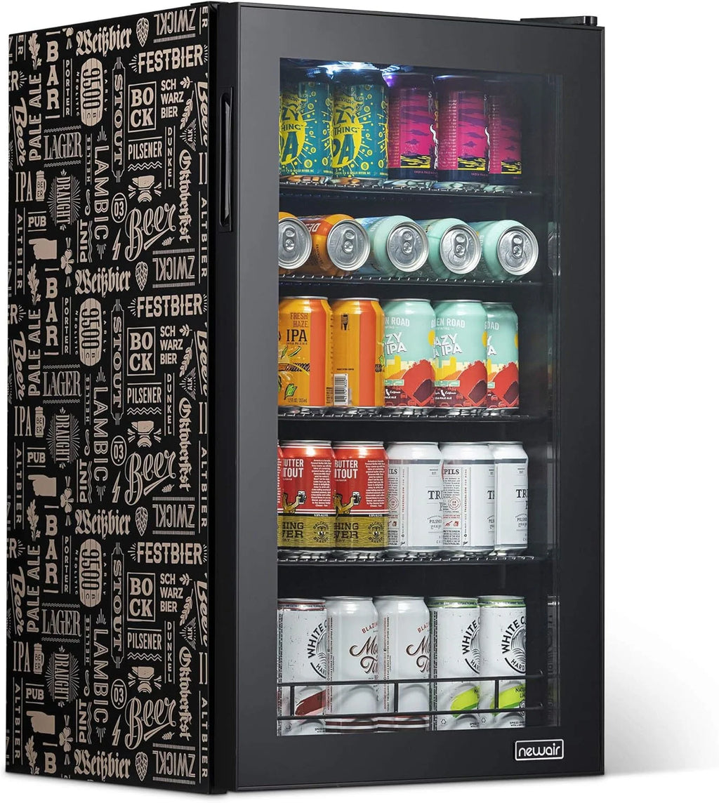2026 Beverage Refrigerator Cooler | 126 Cans Free Standing with Right Hinge Glass Door | Mini Fridge Beverage Organizer Perfect For Beer, Wine, Soda, And Cooler Drinks