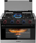 2026 RV liquefied gas stove 21 inches high, a liquefied gas stove oven with 3 burners, suitable for RVs, apartments, mobile homes, made of stainless steel material