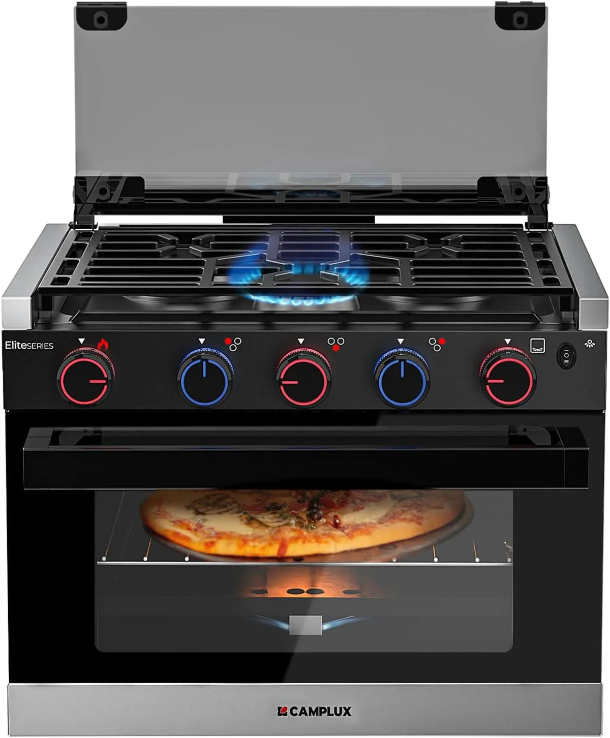 2026 RV liquefied gas stove 21 inches high, a liquefied gas stove oven with 3 burners, suitable for RVs, apartments, mobile homes, made of stainless steel material