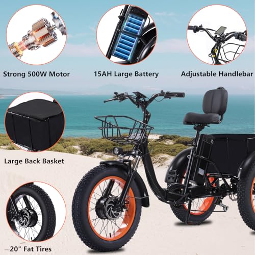 2026 Adult Electric Tricycle Adult Tricycle 3 Wheel Bikes Adults Electric Three Wheel Bike
