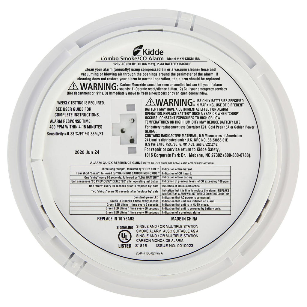 2026 Kidde Hardwired Combination Carbon Monoxide and Smoke Alarm KN-COSM-IBA