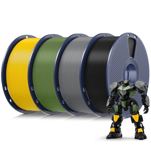 2026 SUNLU 4kg PLA 3D Printer Filament Bundle, Neatly Wound PLA Filament 1.75mm ±0.02mm, Individually Vacuum Packed, 4kg in Total, 1kg per Spool, 4 Pack, 4000g, 4Black