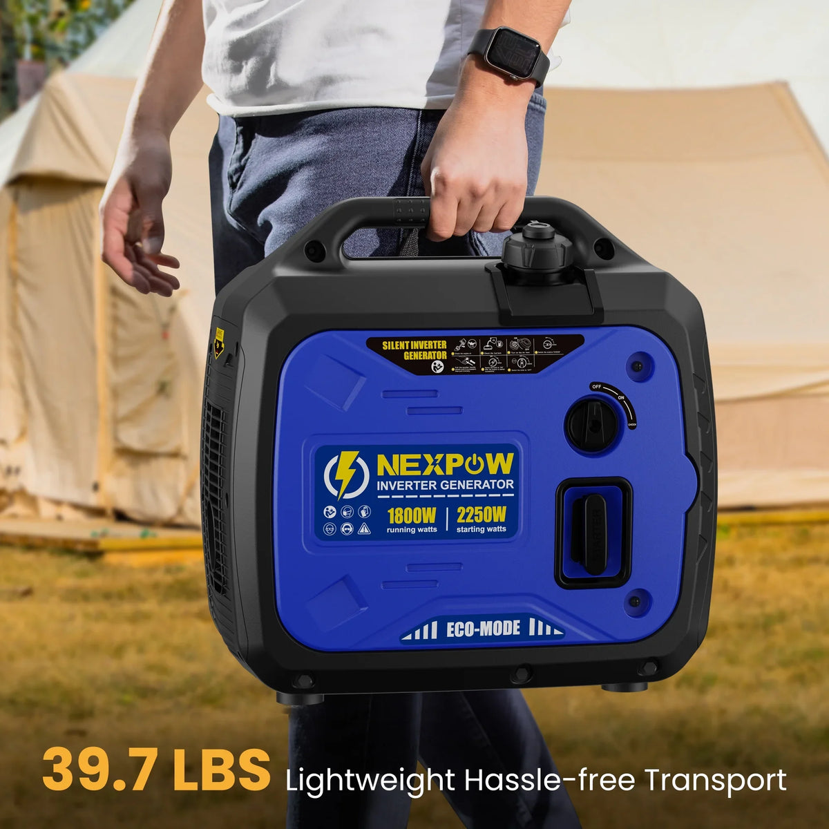 2026 NewNEXPOW 2250W Portable Inverter Generator, Gasoline Power Quiet Lightweight for Backup Home & Camping, Eco-Mode Feature, Parallel Capability, EPA Compliant
