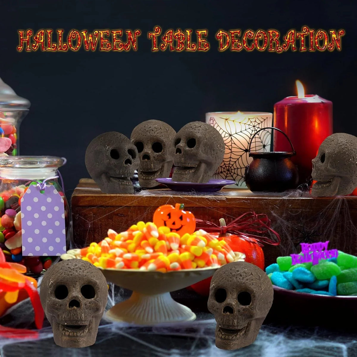 2026 48-Pack Fire Pit Skulls, Halloween Skull Stone Decorations