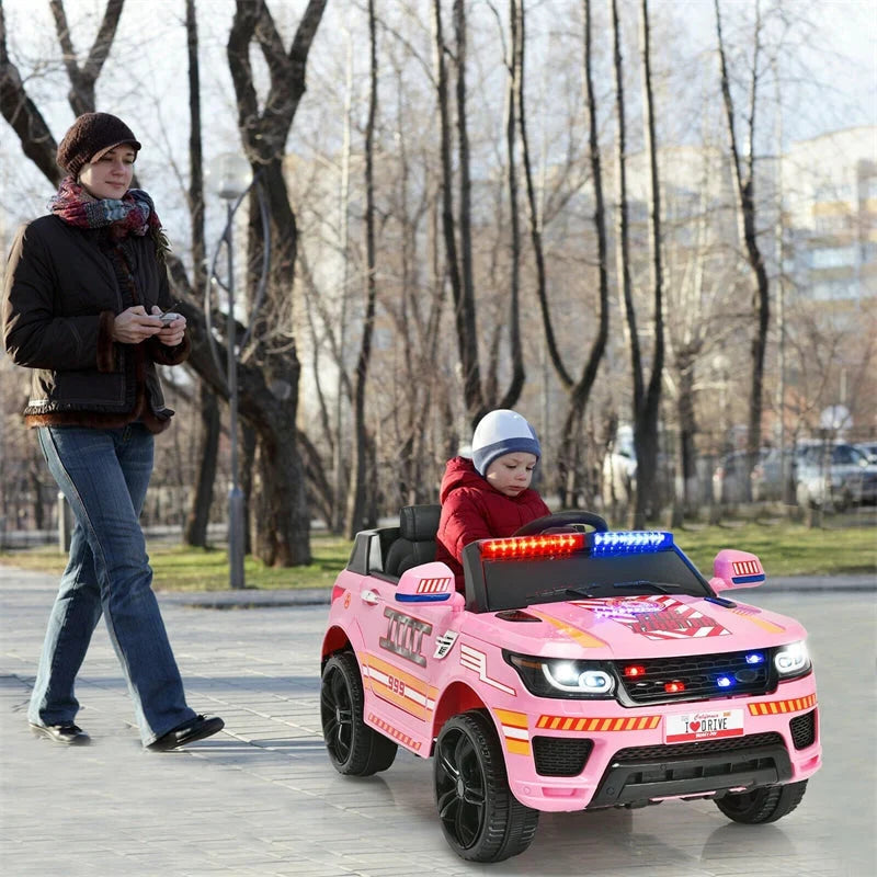 2026 Kids Ride On Police Car 12V Battery Powered Electric Riding Toy Truck Car with LED Siren Flashing Light