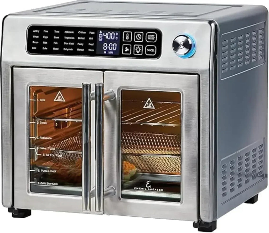 2026 26 QT Extra Large Air Fryer, Convection Toaster Oven with French Doors, Stainless Steel