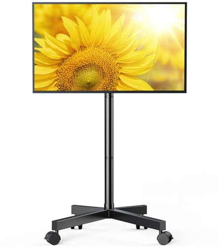 2026 Perlegear Rolling TV Stand for 23-60 Inch LCD LED OLED 4K Smart TVs Holds up to 88lbs, Mobile TV Stand with Height Adjustable, Tilting TV Cart with Locking Wheels Max VESA 400x400mm, PGTVMC16