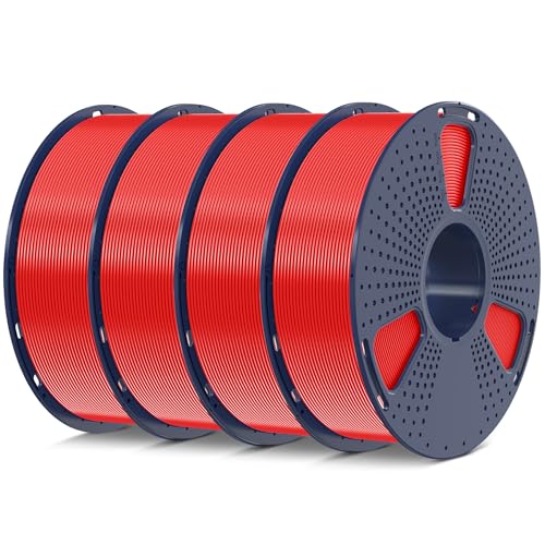 2026 SUNLU 4kg PLA 3D Printer Filament Bundle, Neatly Wound PLA Filament 1.75mm ±0.02mm, Individually Vacuum Packed, 4kg in Total, 1kg per Spool, 4 Pack, 4000g, 4Black