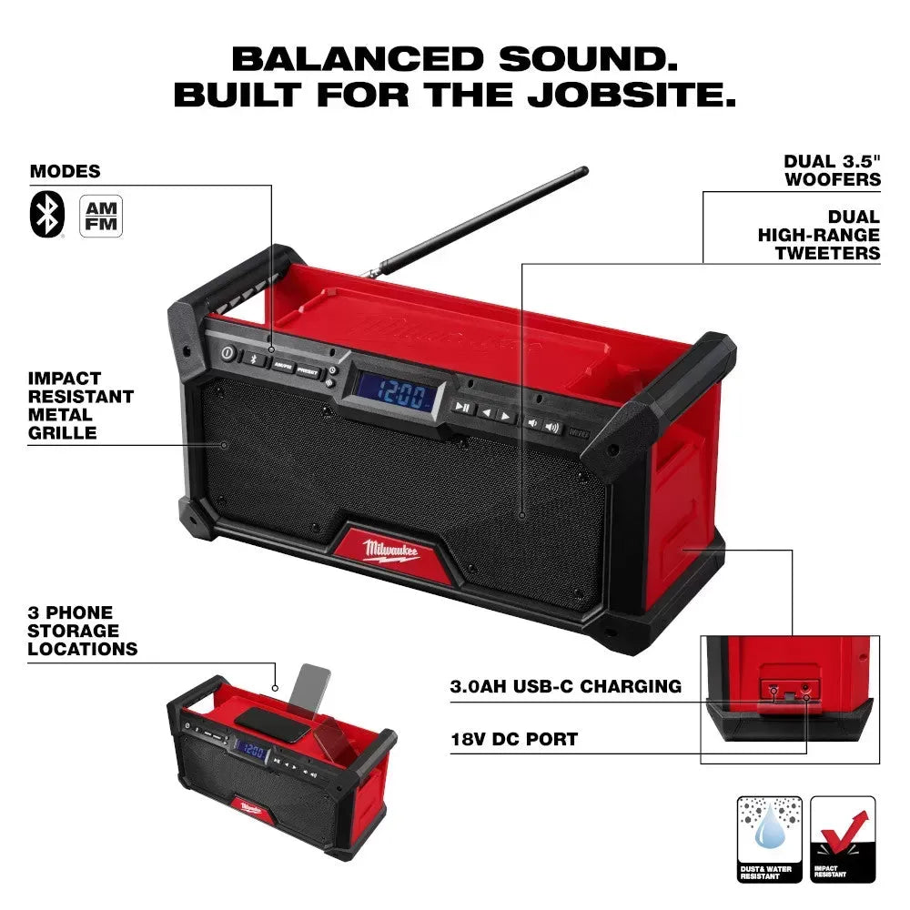 2026 Pre-Sale 2952-20 M18 18V Bluetooth Jobsite Radio - Bare Tool