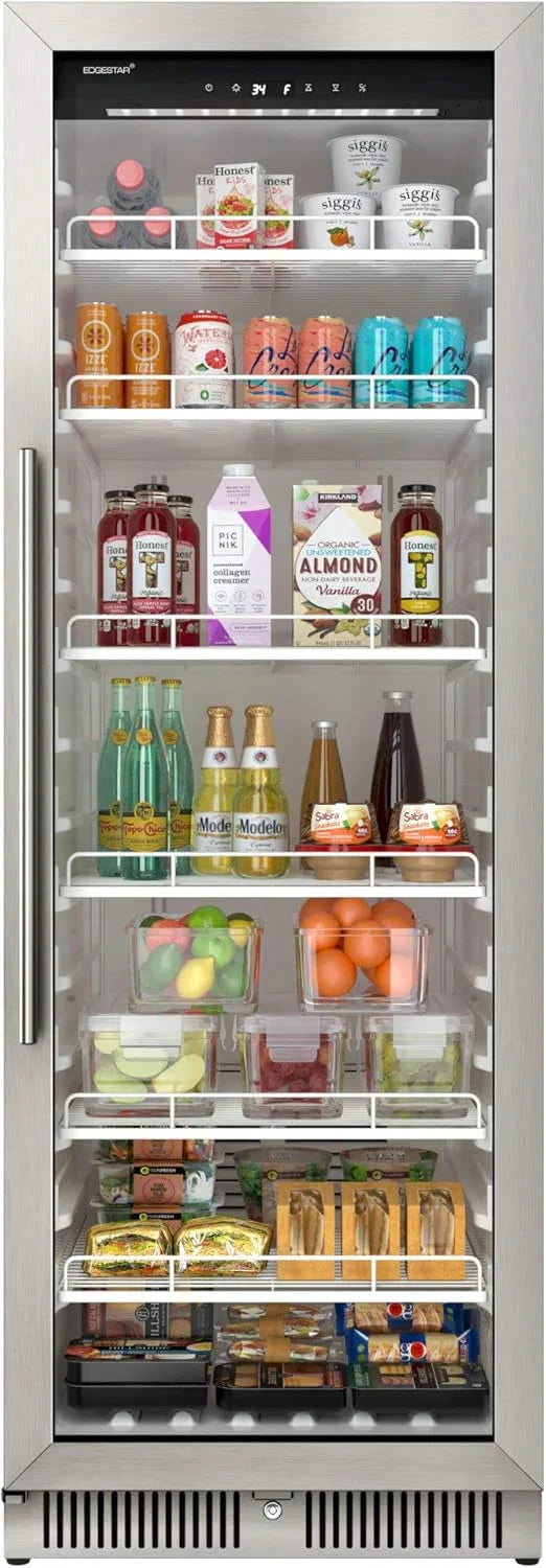 2026 VBM101 22" Wide 10.1 Cu. Ft. Commercial Beverage Merchandiser Stainless Steel, Temp Alarm, Reversible Door