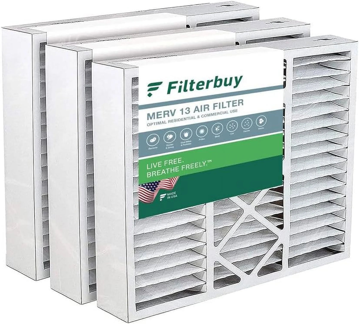 2026 Filterbuy 20x25x5 MERV 13 Pleated HVAC AC Furnace Air Filters for FC100A1037, Lennox X6673, Carrier, and More (3-Pack)