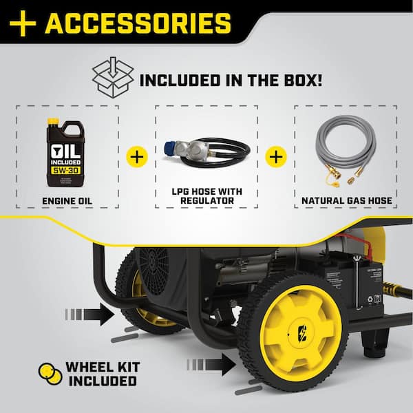 2026 15,000/12,000-Watt Electric Start Gasoline Propane and Natural Gas Tri-Fuel Portable Generator with CO Shield