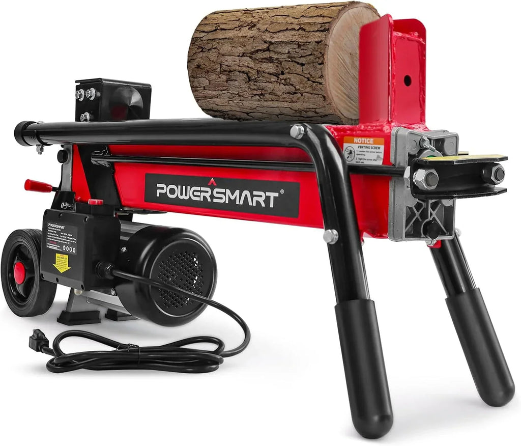 2026 Electric Log Splitter 7-Ton - Efficient Wood Splitter with 3500 Motor Speed, 15 Amp, Horizontal Full Beam Design and Steel Wedge for Firewood & Kindling Cutting