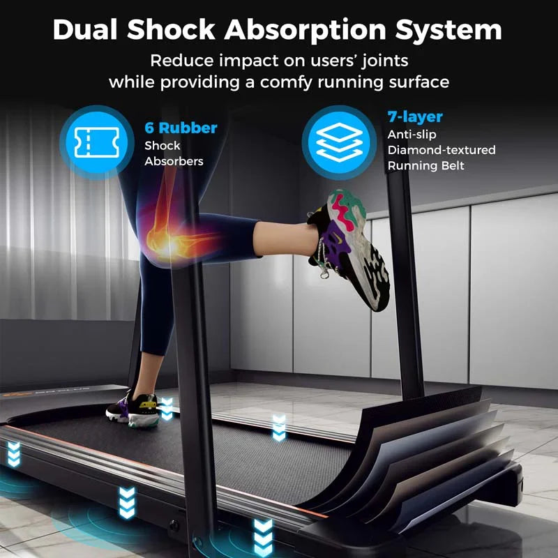 2026 2.5 Walking Treadmill for Senior with Long Handrail, 300 lbs Capacity, Recovery Fitness Exercise Machine for Home with Pulse Sensors