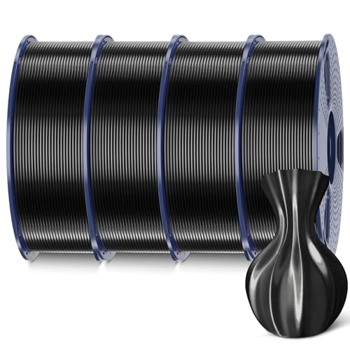 2026 SUNLU 4kg PLA 3D Printer Filament Bundle, Neatly Wound PLA Filament 1.75mm ±0.02mm, Individually Vacuum Packed, 4kg in Total, 1kg per Spool, 4 Pack, 4000g, 4Black