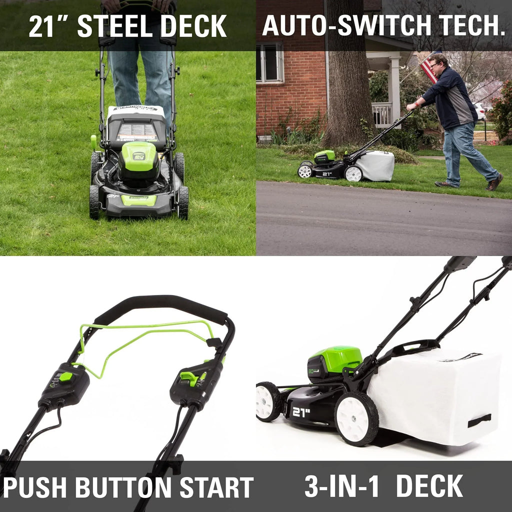 2026 New80V Battery-Powered Lawn Mower, 53 cm (21 inch), Self-Propelled, Brushless | Greenworks