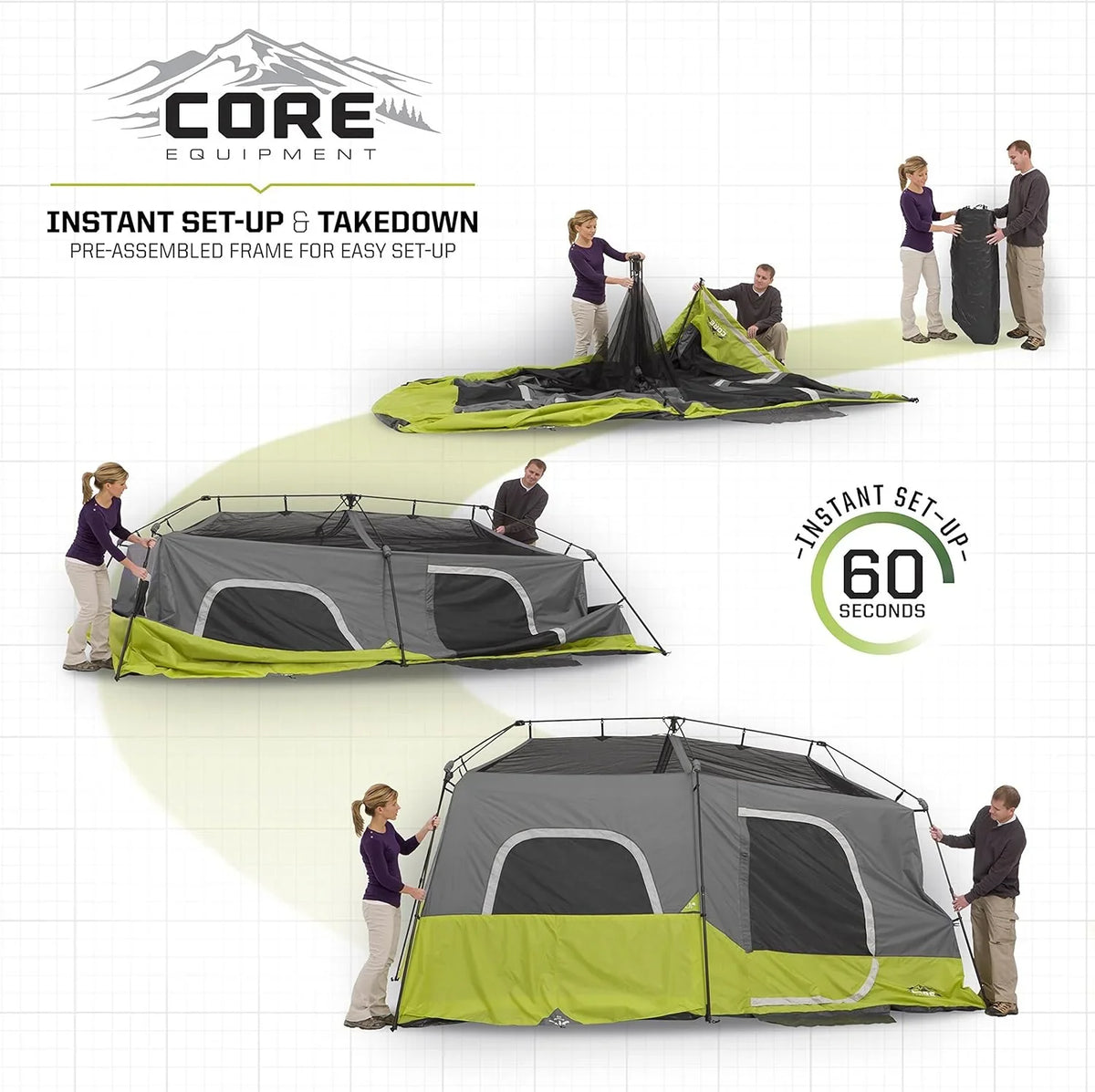 2026 9 Person Instant Cabin Tent - 14' x 9', Green (40008)
