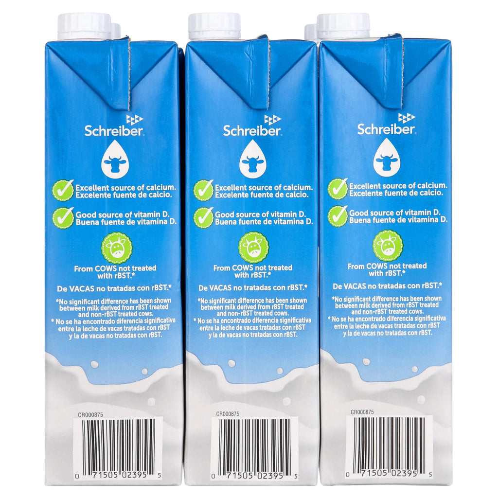 2026 Schreiber Shelf Stable Lactose Free Milk, 32oz UHT (Pack of 6)