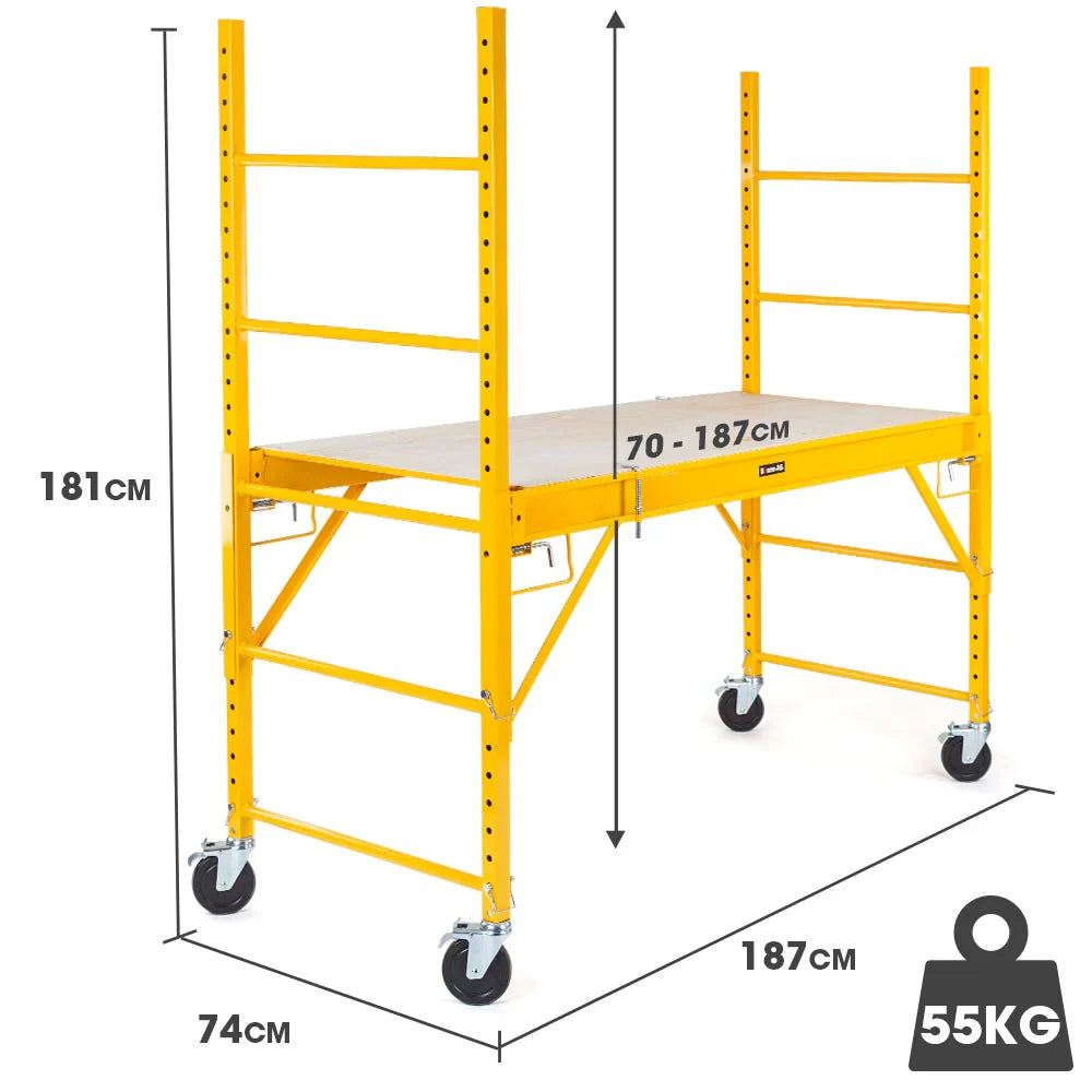 2026 Adjustable Mobile Scaffolding, 450kg Capacity, with Trapdoor Hatch