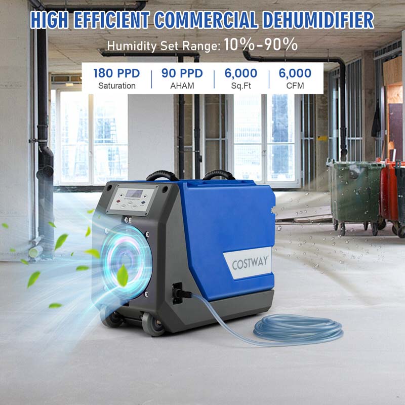 2026 180 PPD Portable Commercial Dehumidifier for Basement, Industrial Dehumidifier with Pump & 24.6ft Drain Hose