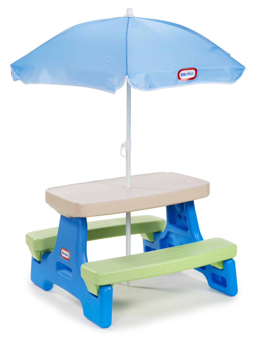 2026 NewLittle Tikes Easy Store Kids Durable Picnic Table with Umbrella, Indoor Outdoor, Ages 2+