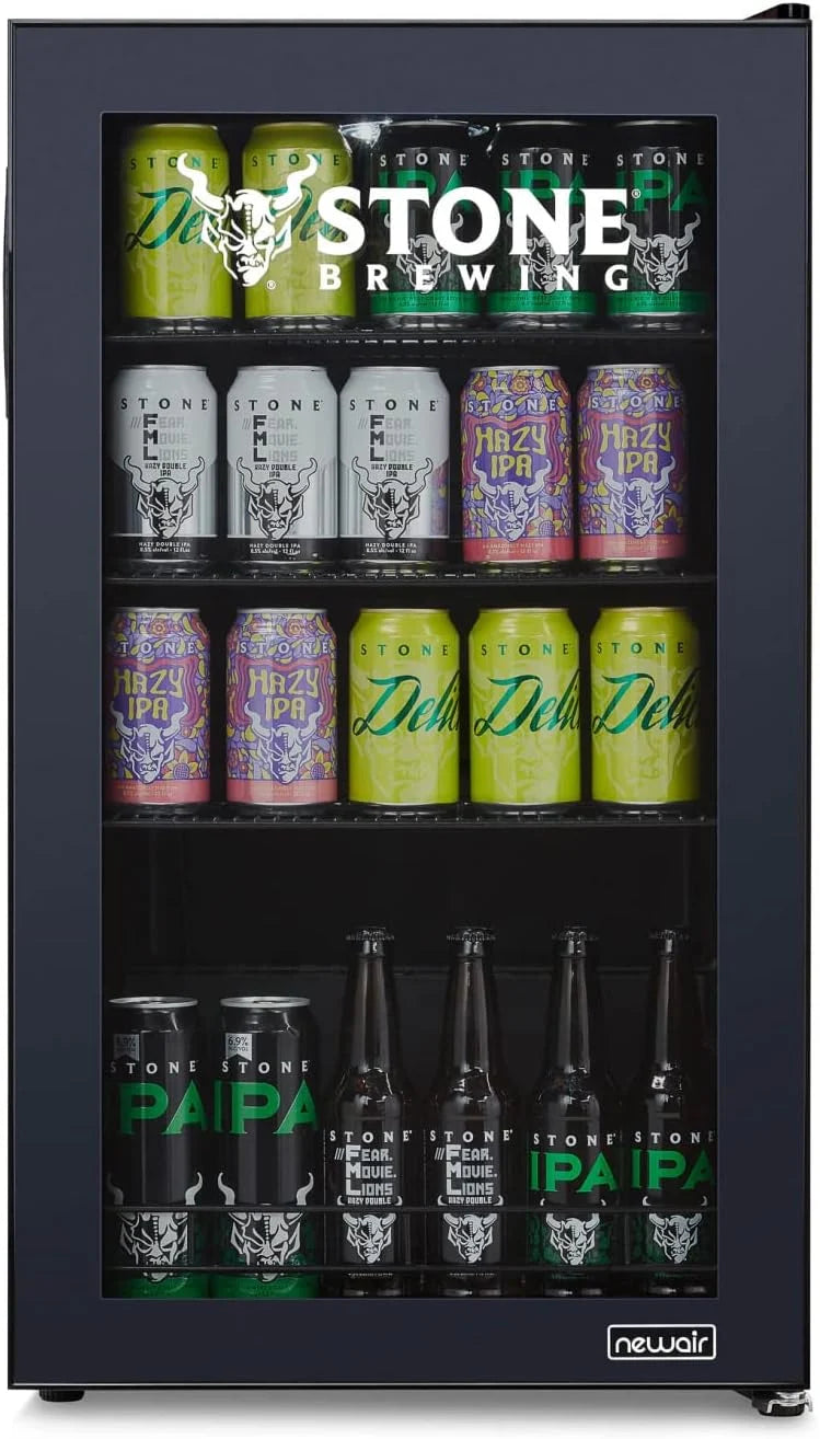 2026 Beverage Refrigerator Cooler | 126 Cans Free Standing with Right Hinge Glass Door | Mini Fridge Beverage Organizer Perfect For Beer, Wine, Soda, And Cooler Drinks