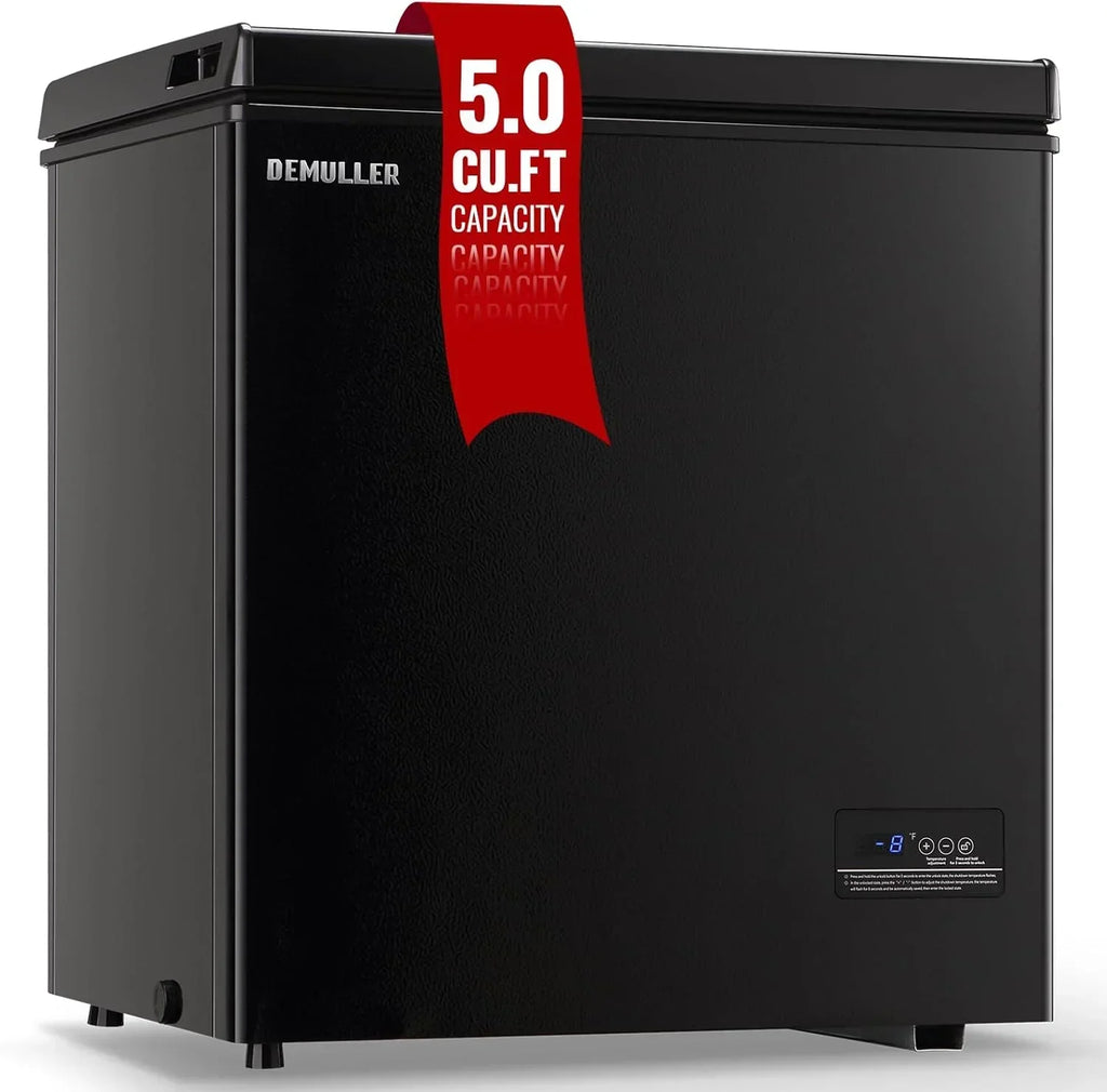 2026 5.0 Cu. Ft. Chest Freezer with 2 Removable Stainless Steel Baskets, Electronic Control, 41 deg F to -15 deg F, Black