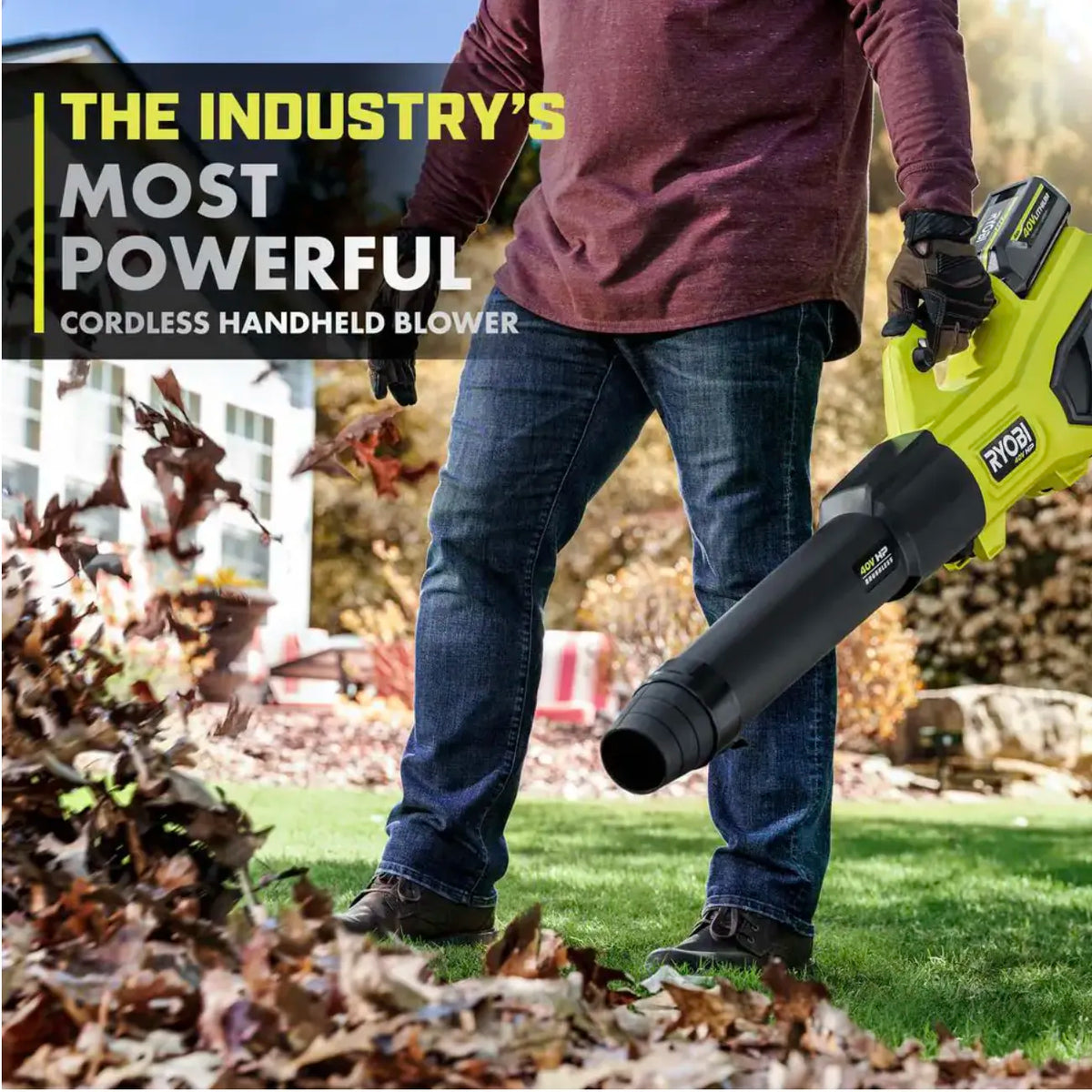 2026 40V Brushless Whisper Series 190 MPH 730 CFM Cordless Battery Jet Fan Leaf Blower with (2) 4.0 Ah Batteries and Charger