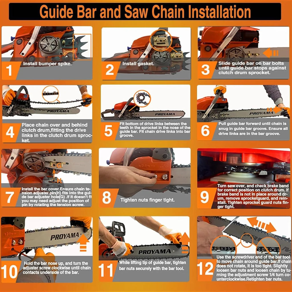 2026 68CC 2-Cycle Top Handle Gas Powered Chainsaw 24 Inch 20 Inch Petrol Handheld Cordless Chain Saw for Tree Wood Cutting
