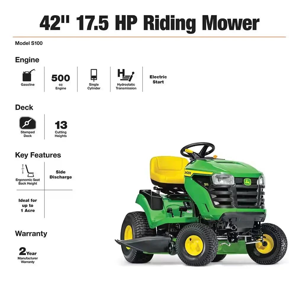 2026 S100 ride-on lawnmower, 107 cm (42 inch) cutting width C 17.5 petrol hydrostatic drive