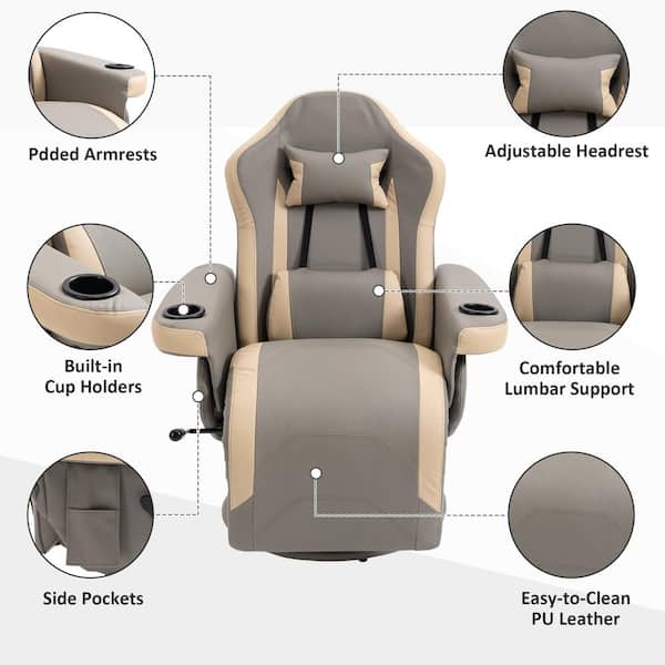2026 Grey PU Leather Recliner ArmChair