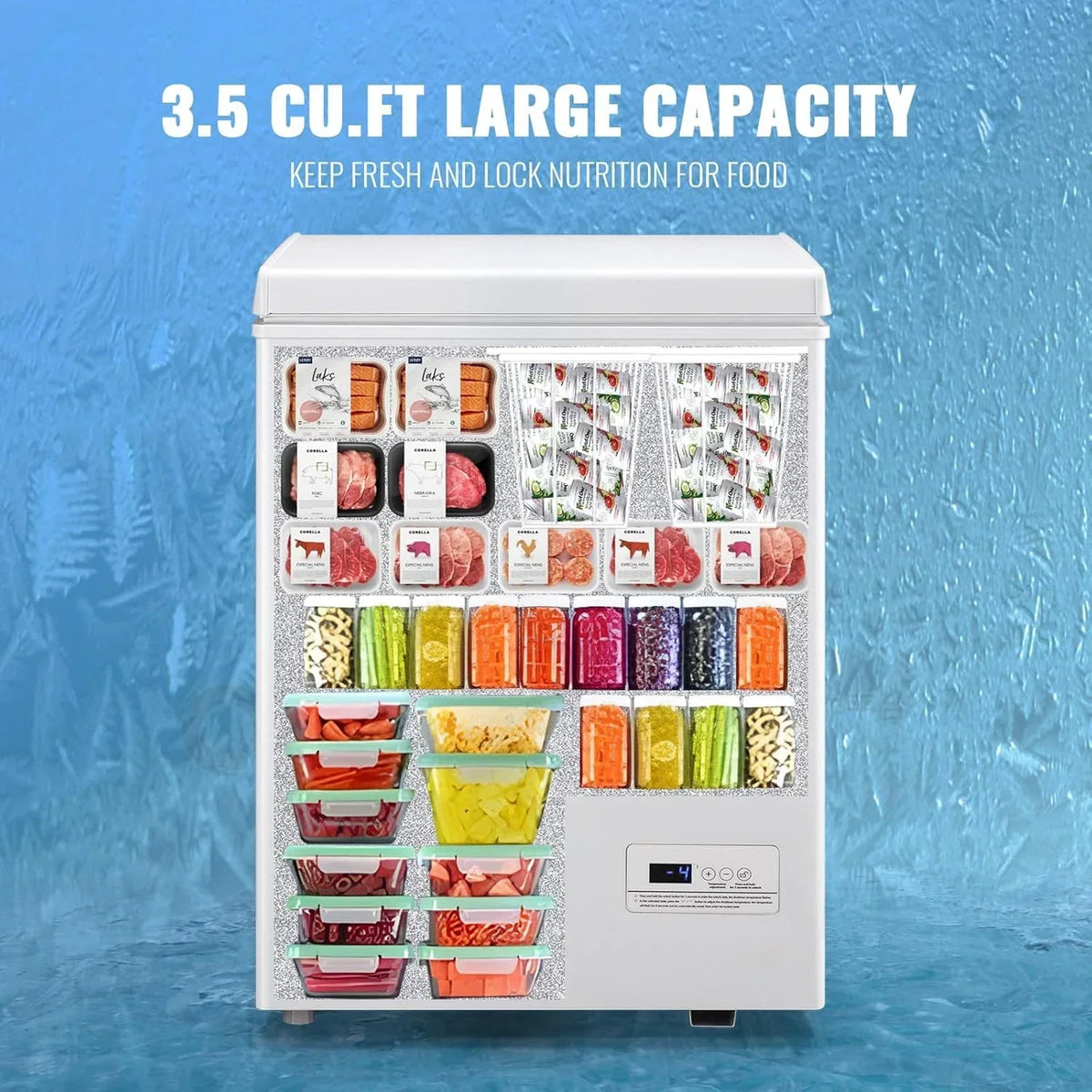 2026 5.0 Cu. Ft. Chest Freezer with 2 Removable Stainless Steel Baskets, Electronic Control, 41 deg F to -15 deg F, Black