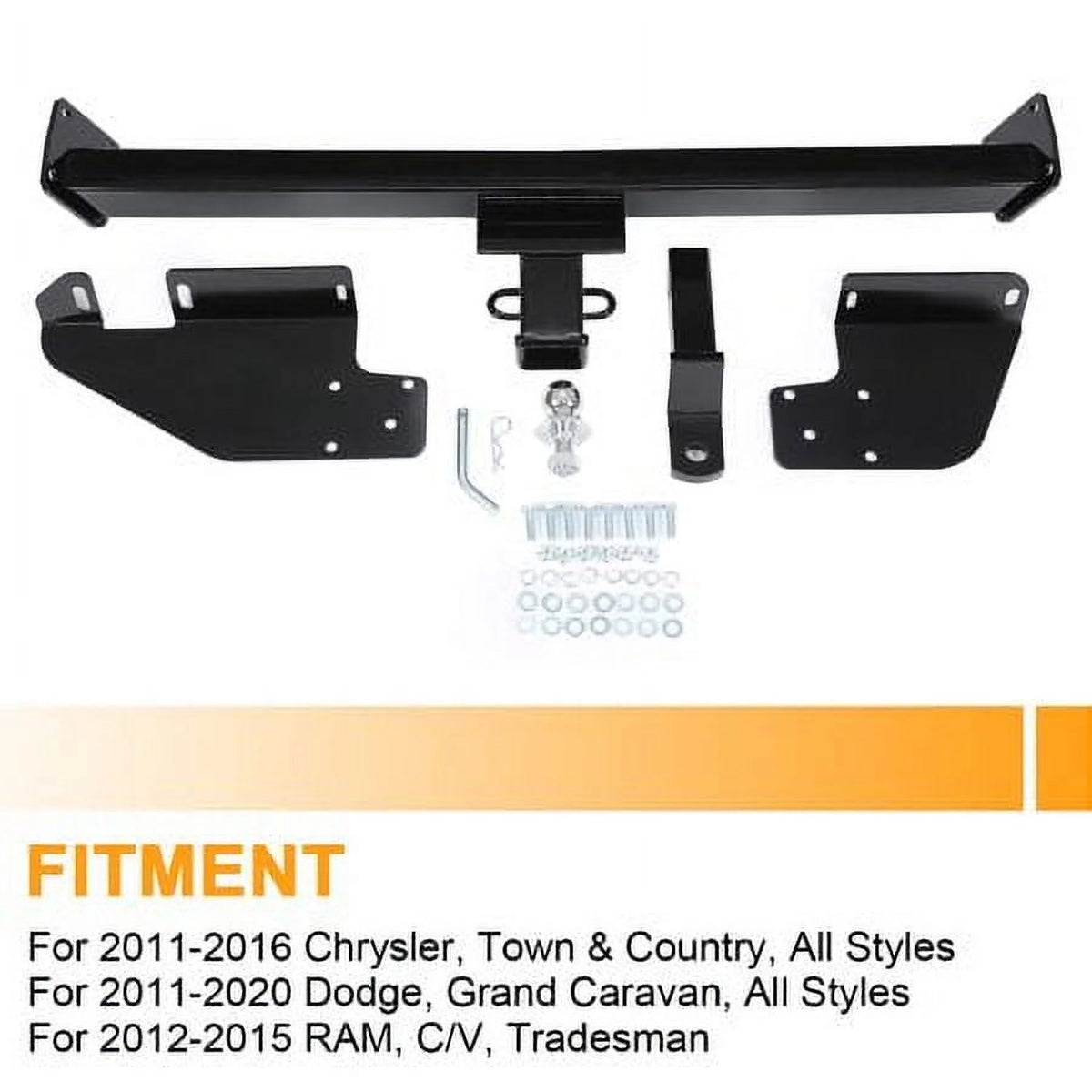 Kojem Trailer Hitch Fit for 2026-2026 Dodge Grand Caravan Class 3 Trailer Tow Hitch Receiver 2" Fit for Chrysler Town & Country RAM C/V Tradesman Volkswagen Routan Steel Powder Coated