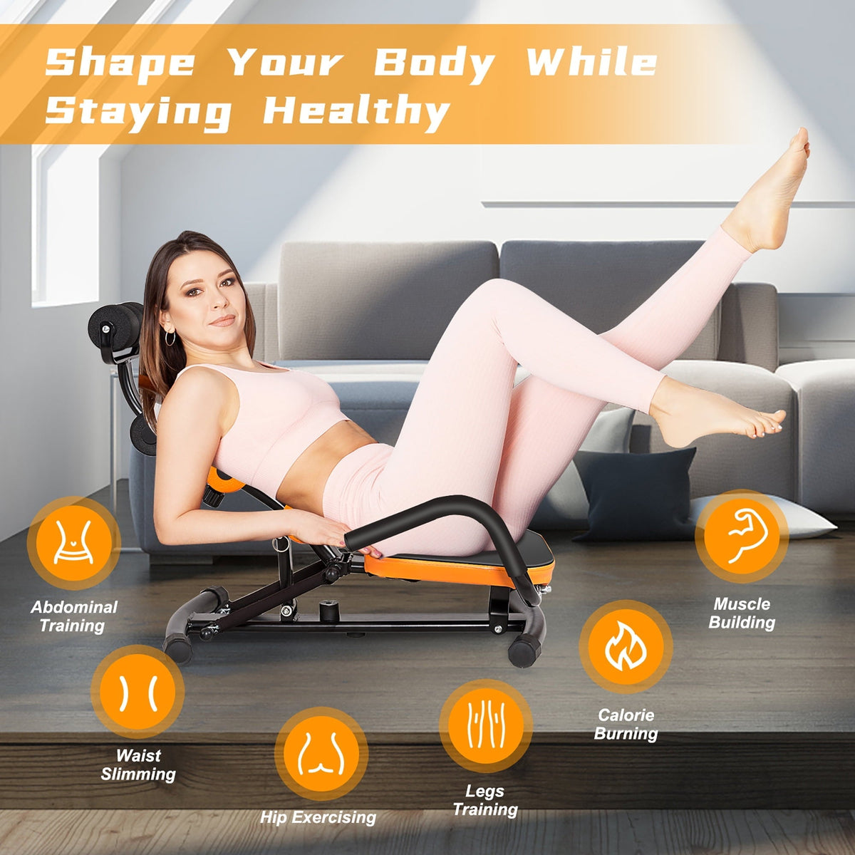 2026 Core Ab Trainer Bench Abdominal Stomach Exerciser Workout Gym Fitness Machine