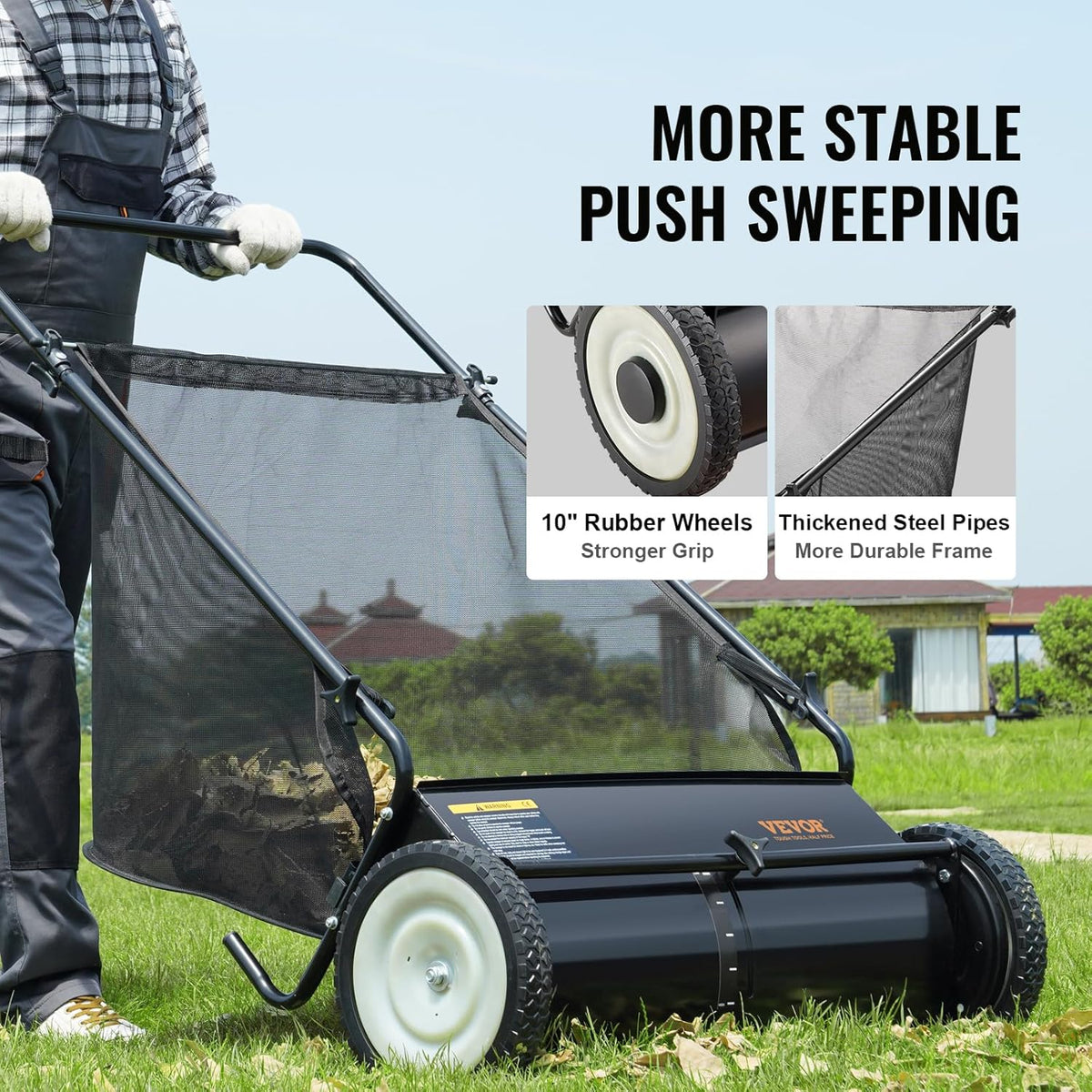 2026 Heavy Duty Steel 26 Inch Collector Push Lawn Sweeper