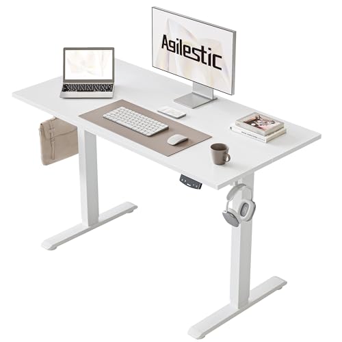 2026 Agilestic Electric Standing Desk, 48 x 24 Inches Height Adjustable Desk, Sit Stand up for Work Office Home, Ergonomic Rising Computer Table with Memory Preset, Rustic Brown