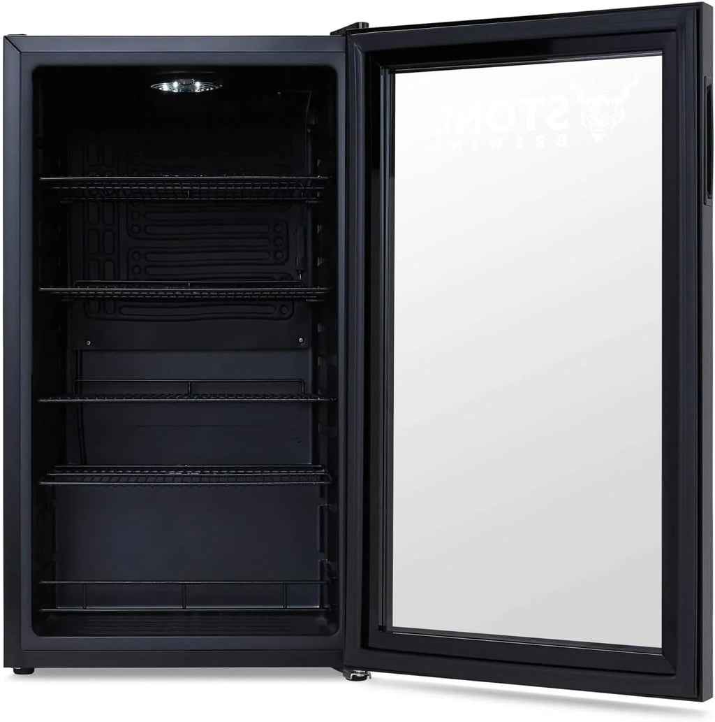 2026 Beverage Refrigerator Cooler | 126 Cans Free Standing with Right Hinge Glass Door | Mini Fridge Beverage Organizer Perfect For Beer, Wine, Soda, And Cooler Drinks