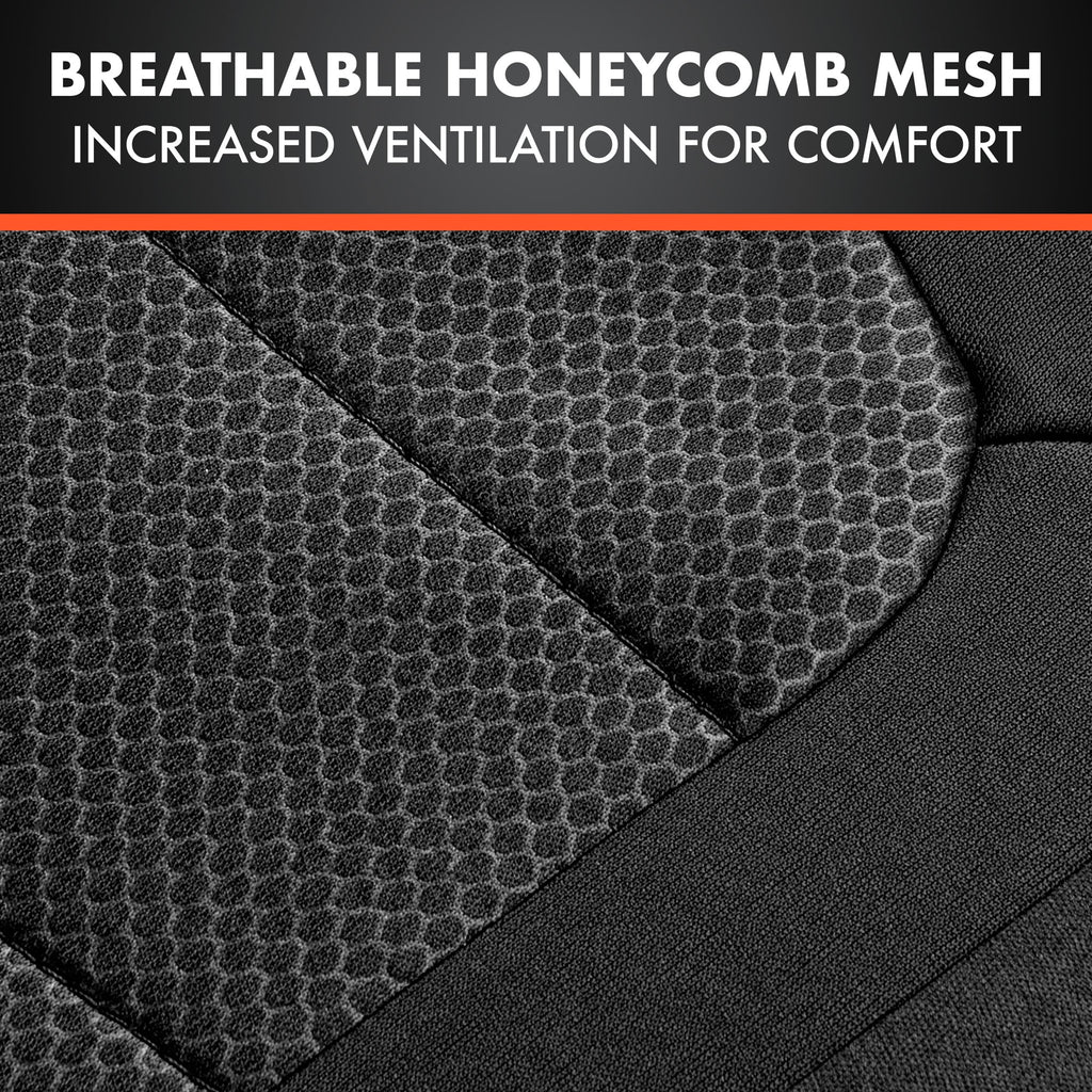 2026 BDK Advanced Performance Car Seat Covers - Instant Install Sideless Front Seat Protector Pair - Modern Honeycomb Accent Black