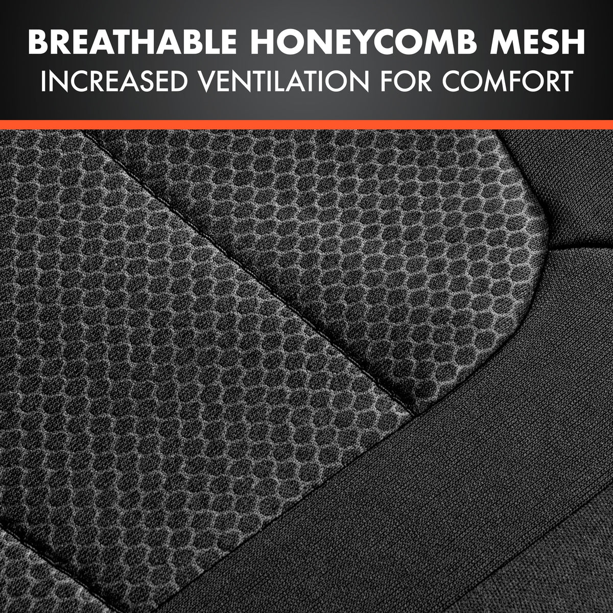2026 BDK Advanced Performance Car Seat Covers - Instant Install Sideless Front Seat Protector Pair - Modern Honeycomb Accent Black