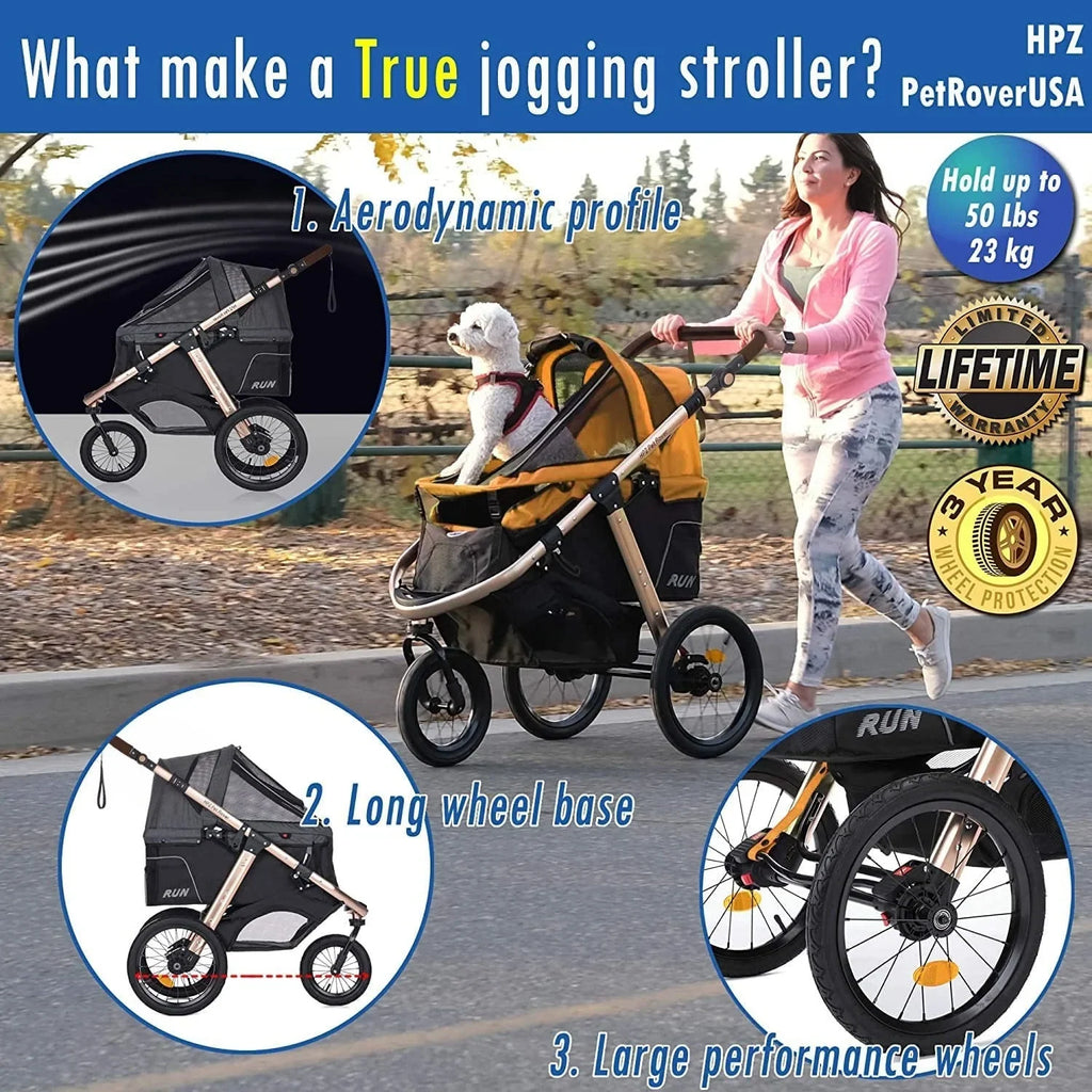 2026 NewJogging Sports Stroller with Comfort Rubber Wheels/Zipper-Less Entry/1-Hand Quick Fold/Aluminum Frame for Small/Medium Dogs, Cats and Pets (Green Camo)