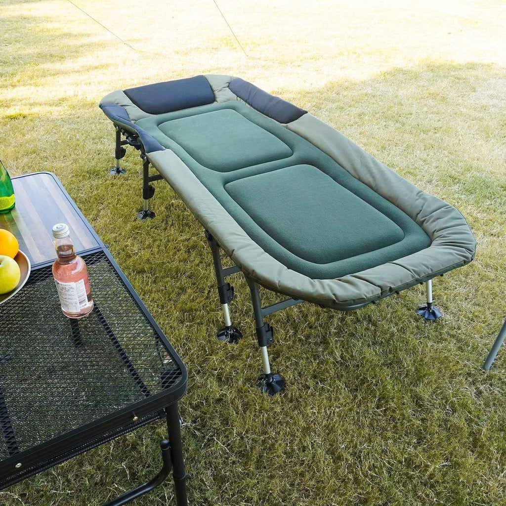 2026 NewCamping Cots for Adults 330Lbs with Carry Bag, Heavy Duty Folding Bed with Soft Padded Cushion, Portable Military Cot for Hunting, 180° Adjustable Reclining Outdoor Lounger