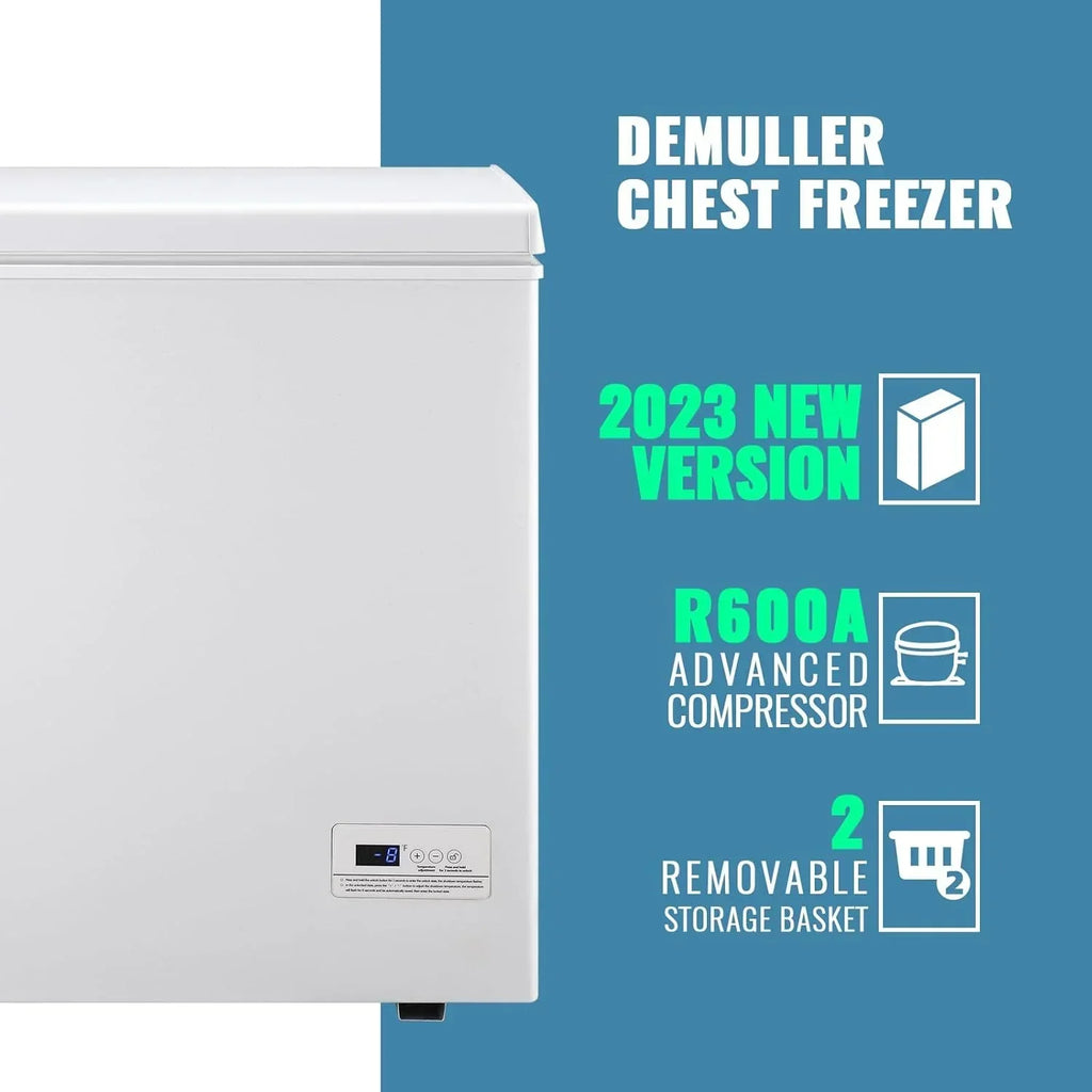 2026 5.0 Cu. Ft. Chest Freezer with 2 Removable Stainless Steel Baskets, Electronic Control, 41 deg F to -15 deg F, Black