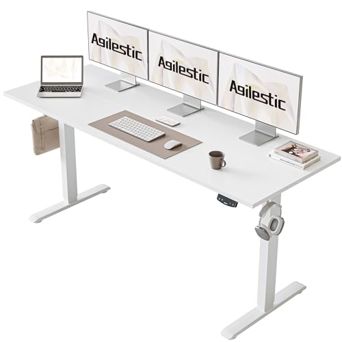 2026 Agilestic Electric Standing Desk, 48 x 24 Inches Height Adjustable Desk, Sit Stand up for Work Office Home, Ergonomic Rising Computer Table with Memory Preset, Rustic Brown